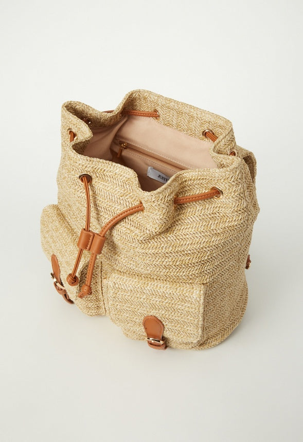 Flap Backpack with Buckles Natural Multi