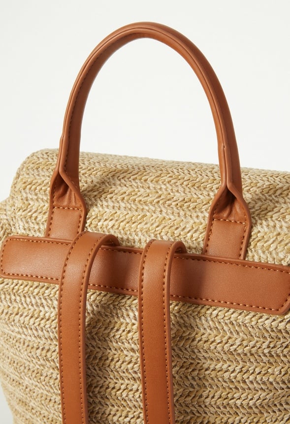 Flap Backpack with Buckles Natural Multi