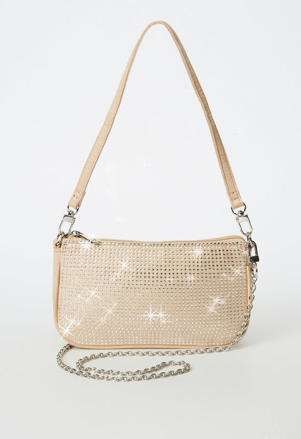 Convertible Shoulder Bag Beige/Silver