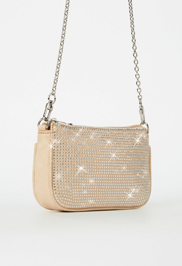 Convertible Shoulder Bag Beige/Silver