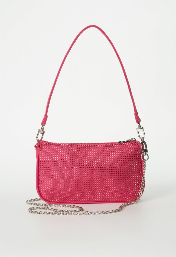 Convertible Shoulder Bag Pink Metallic