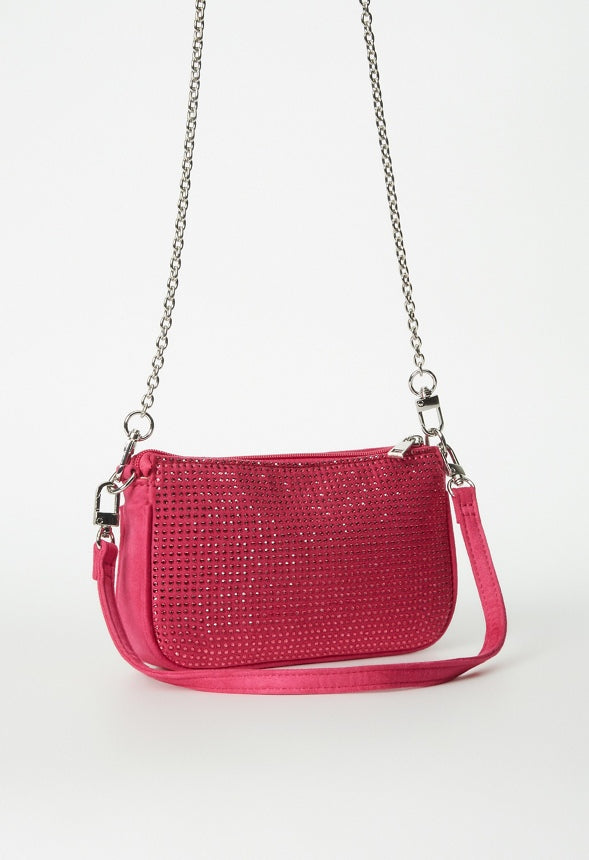 Convertible Shoulder Bag Pink Metallic