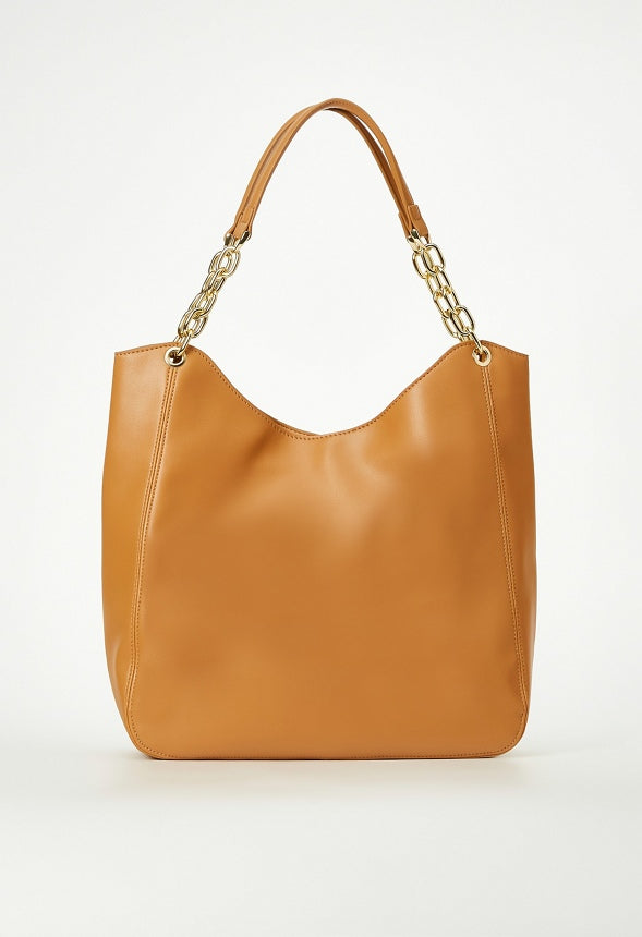 Chain Handle Hobo Bag Camel