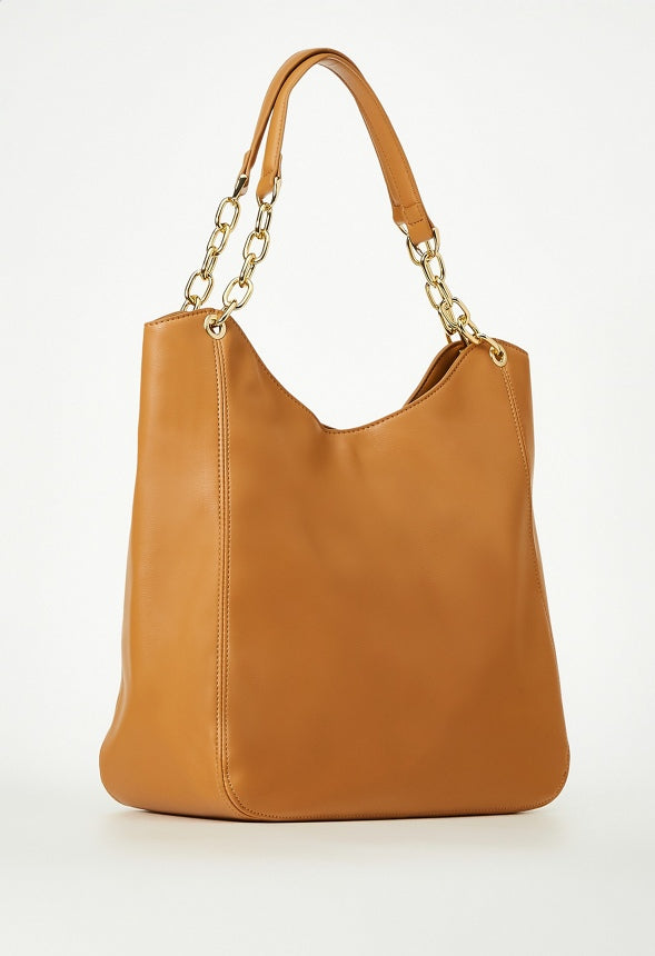 Chain Handle Hobo Bag Camel