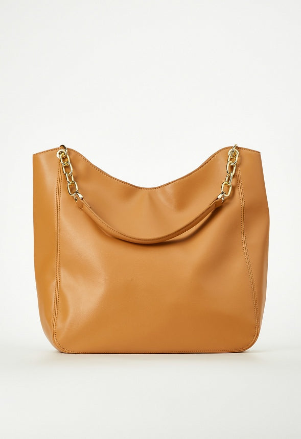 Chain Handle Hobo Bag Camel