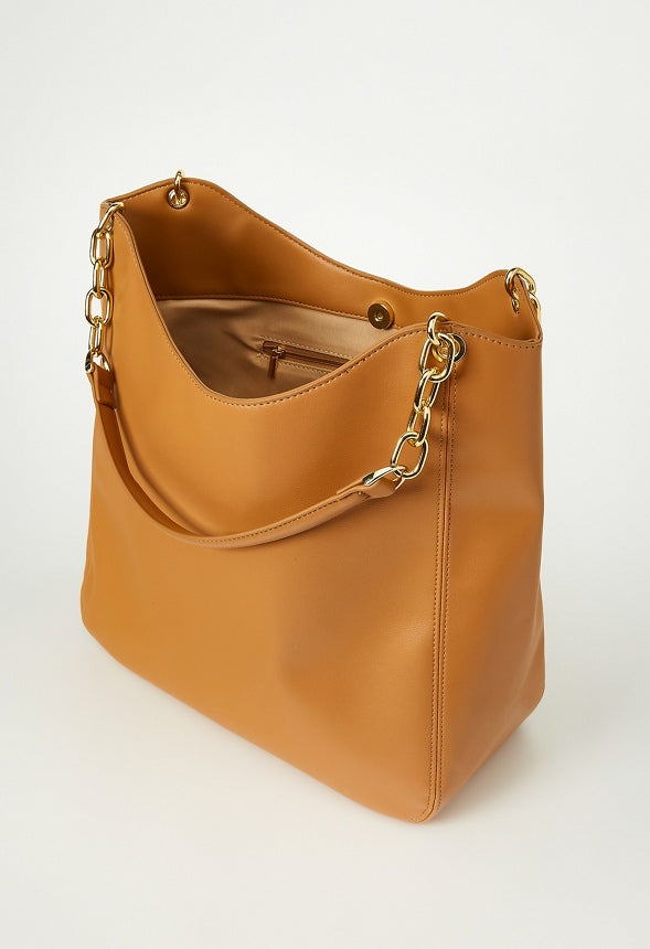 Chain Handle Hobo Bag Camel