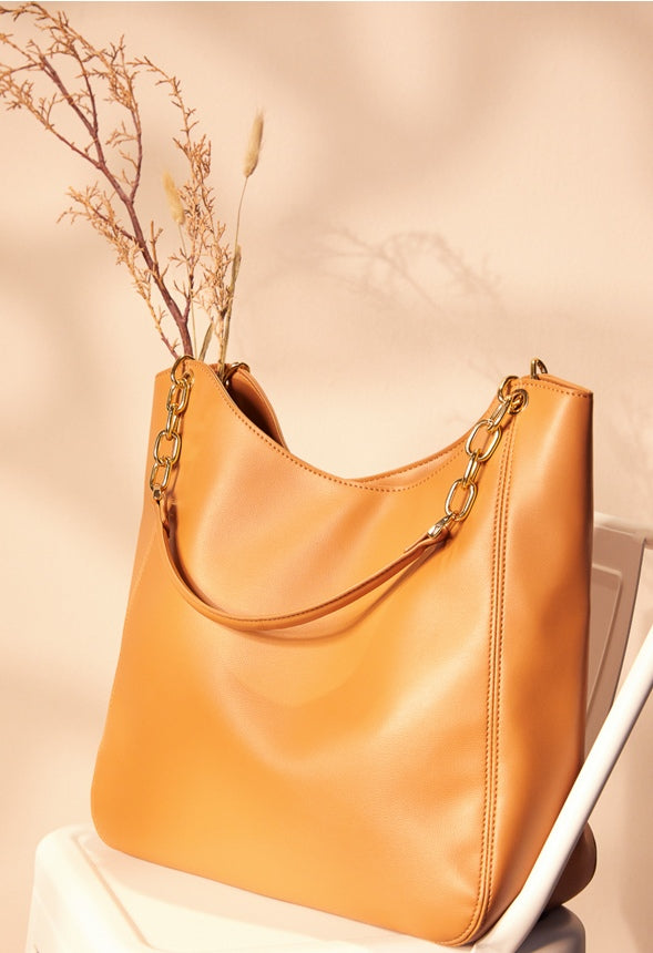 Chain Handle Hobo Bag Camel