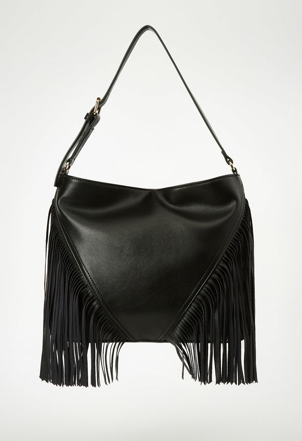 Fringe Hobo Bag Black
