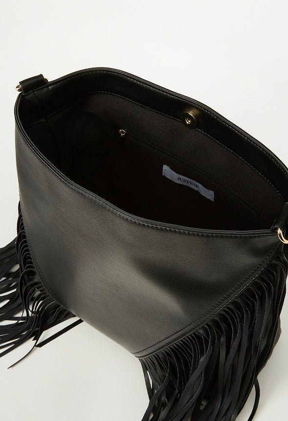 Fringe Hobo Bag Black