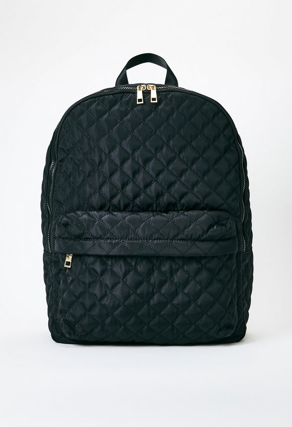 Quilted Nylon Backpack Black