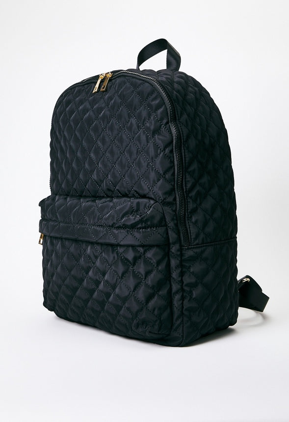 Quilted Nylon Backpack Black