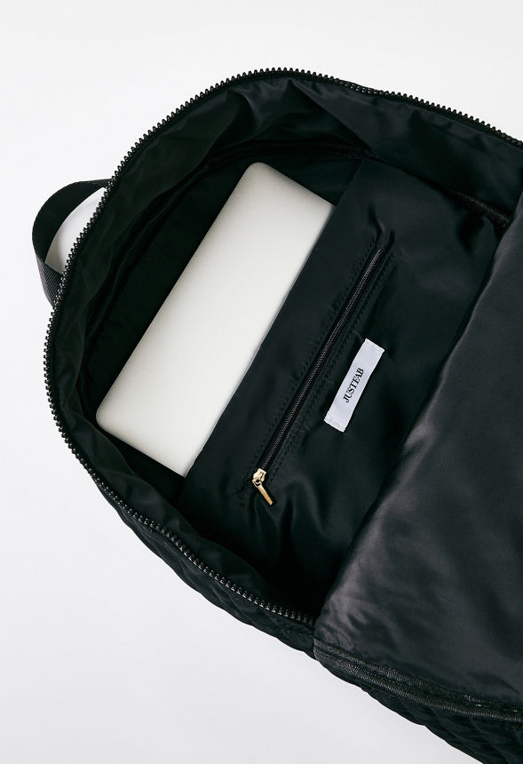 Quilted Nylon Backpack Black