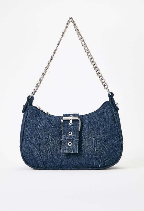 Shoulder Bag with Buckle Flap Chambray