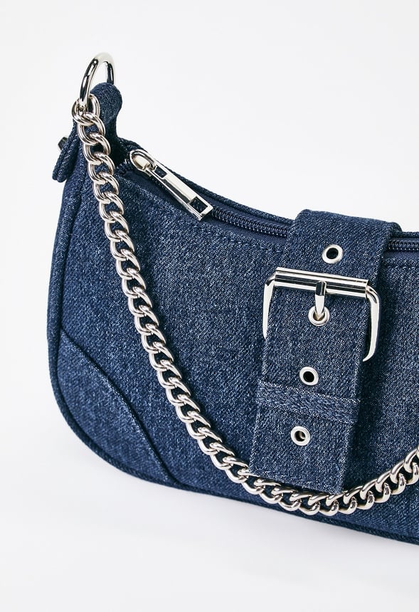 Shoulder Bag with Buckle Flap Chambray