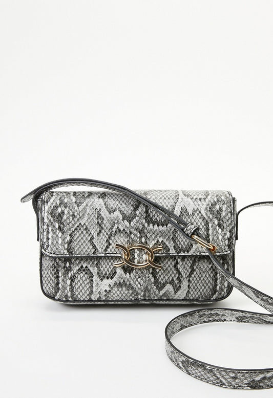 Chain Hardware Shoulder Bag Black/ White