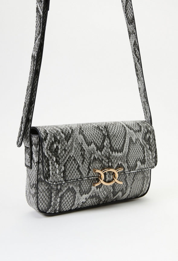 Chain Hardware Shoulder Bag Black/ White