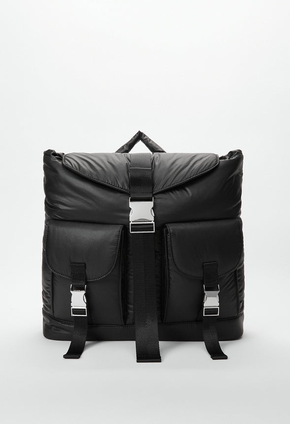 Multi Pocket Nylon Backpack Black