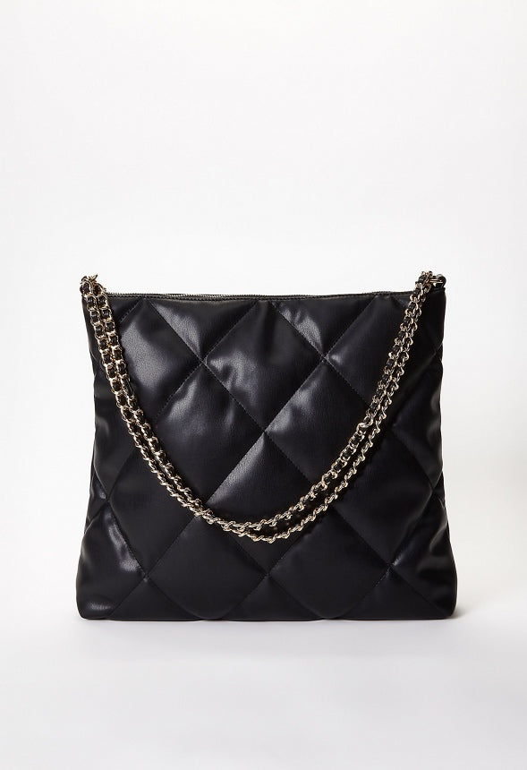 Quilted Chain Shoulder Bag Black
