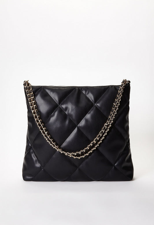 Quilted Chain Shoulder Bag Black