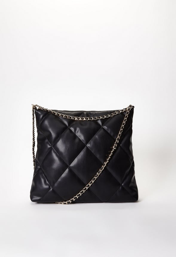 Quilted Chain Shoulder Bag Black