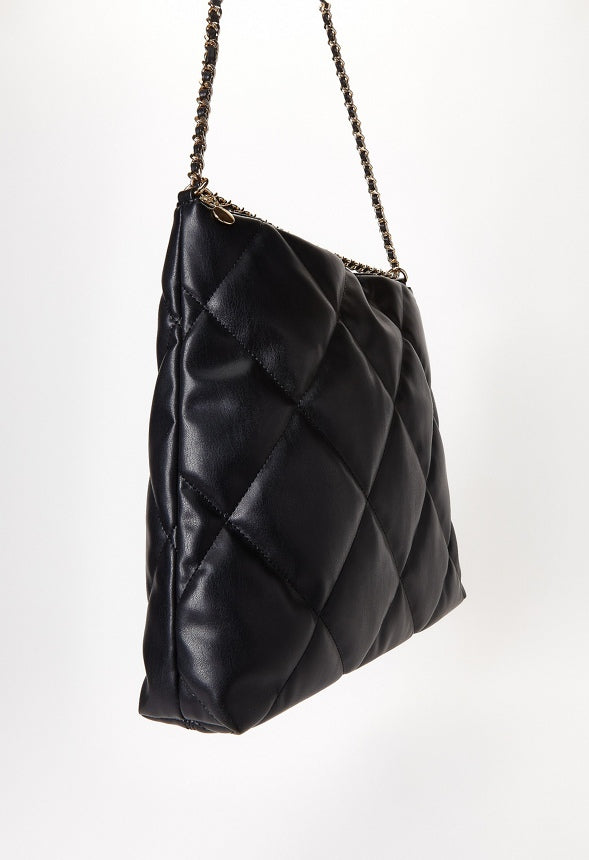 Quilted Chain Shoulder Bag Black