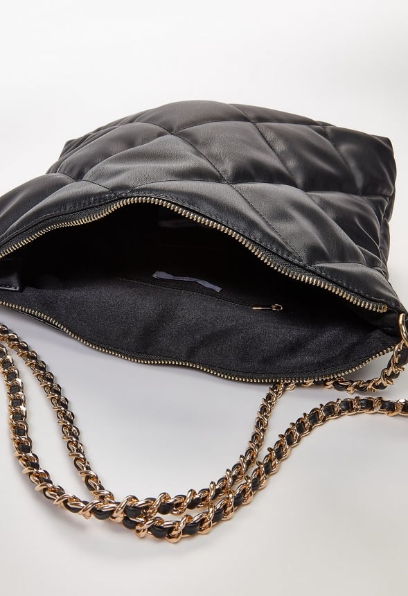 Quilted Chain Shoulder Bag Black