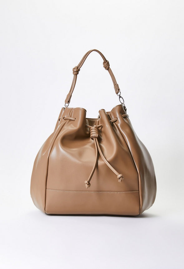 Knotted Drawstring Bookbag Taupe