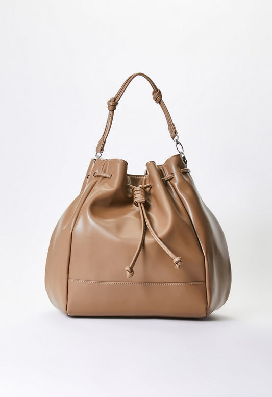 Knotted Drawstring Bookbag Taupe