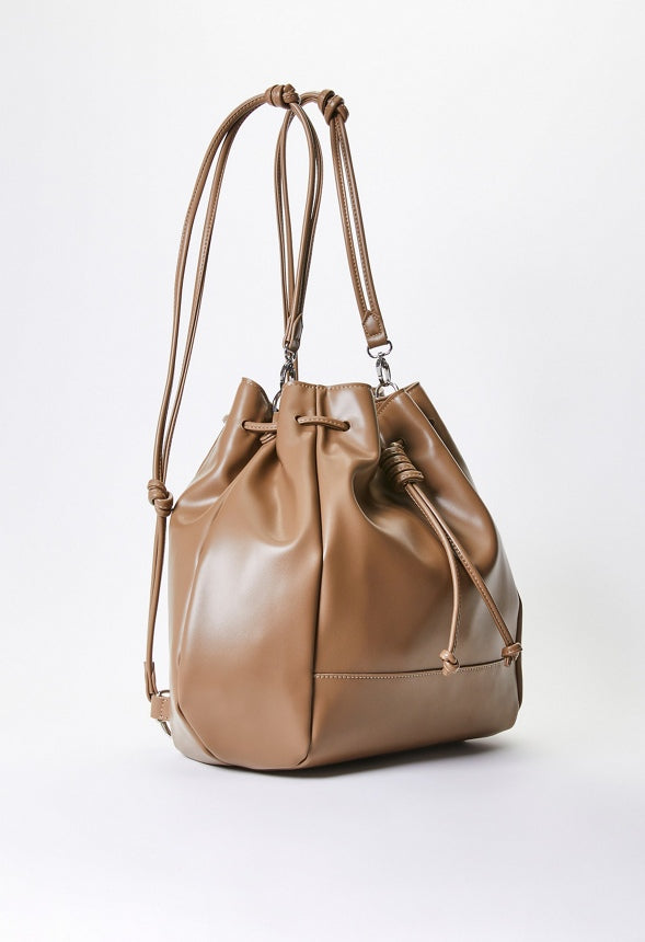 Knotted Drawstring Bookbag Taupe