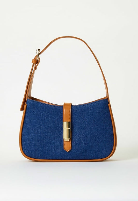 Mini Denim Shoulder Bag Denim/ Camel