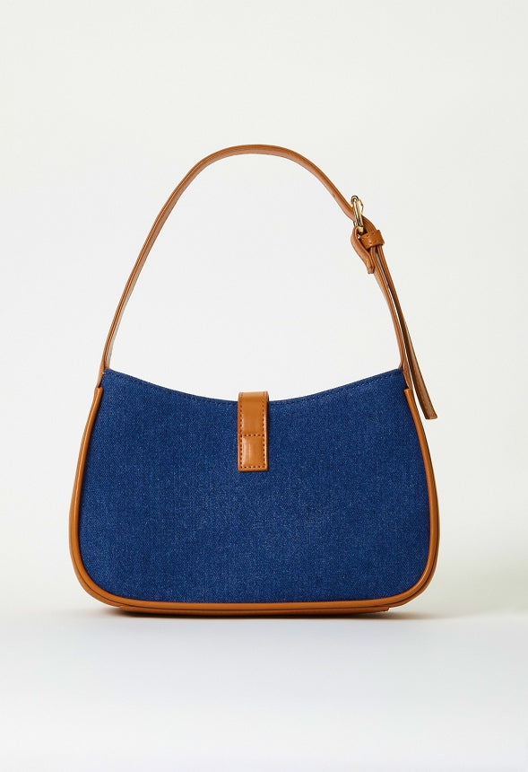 Mini Denim Shoulder Bag Denim/ Camel