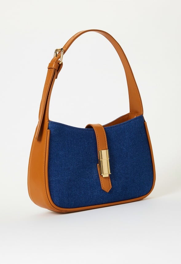 Mini Denim Shoulder Bag Denim/ Camel