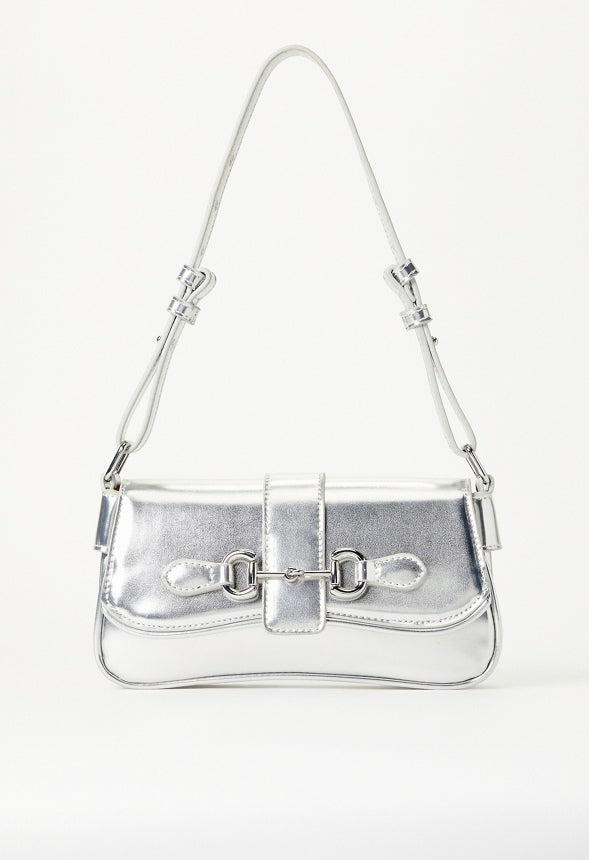 Modern Horsebit Shoulder Bag Silver