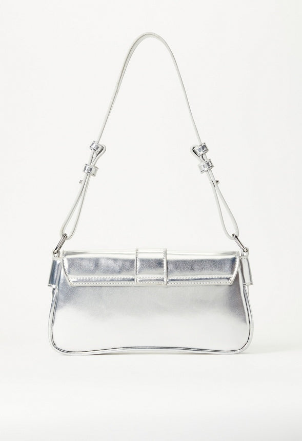 Modern Horsebit Shoulder Bag Silver