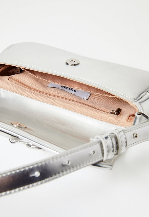Modern Horsebit Shoulder Bag Silver
