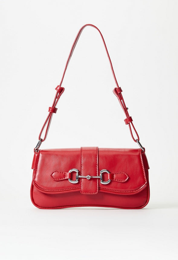 Modern Horsebit Shoulder Bag Salsa Red