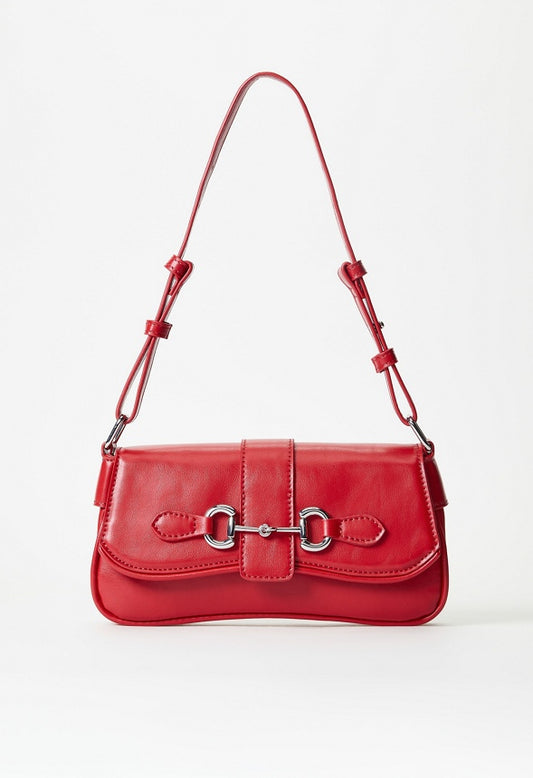 Modern Horsebit Shoulder Bag Salsa Red