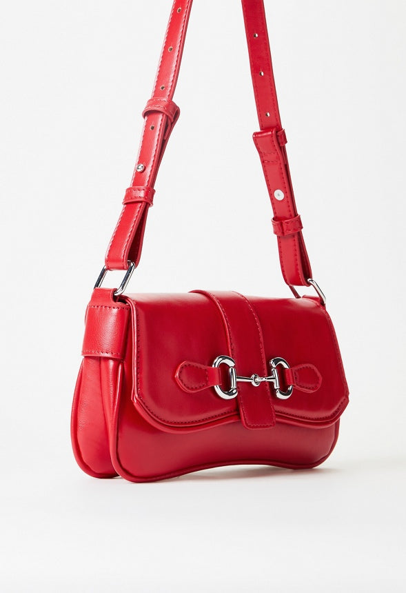 Modern Horsebit Shoulder Bag Salsa Red