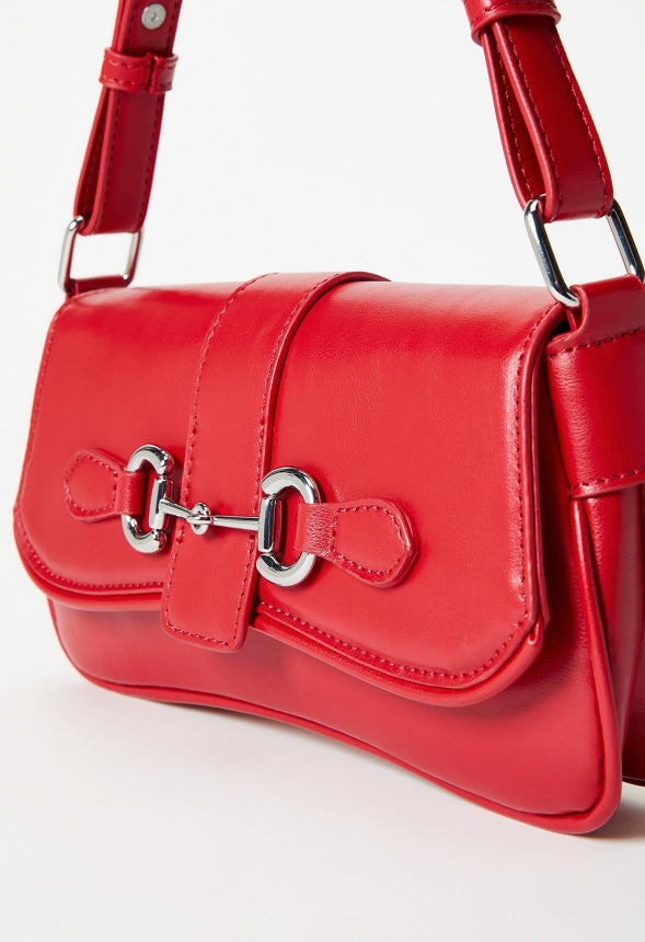 Modern Horsebit Shoulder Bag Salsa Red
