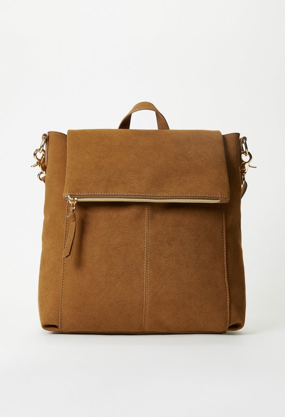 Zip Front Backpack Light Camel
