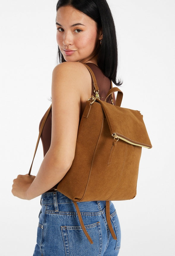 Zip Front Backpack Light Camel