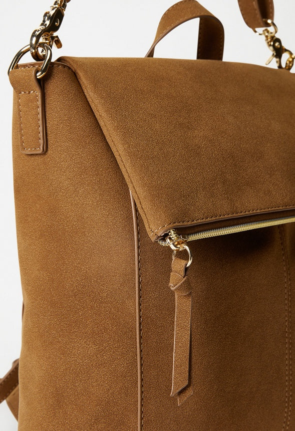Zip Front Backpack Light Camel