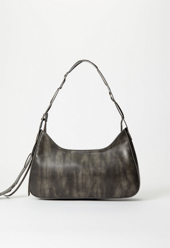 Laced-Up Detail Shoulder Bag Distressed Black