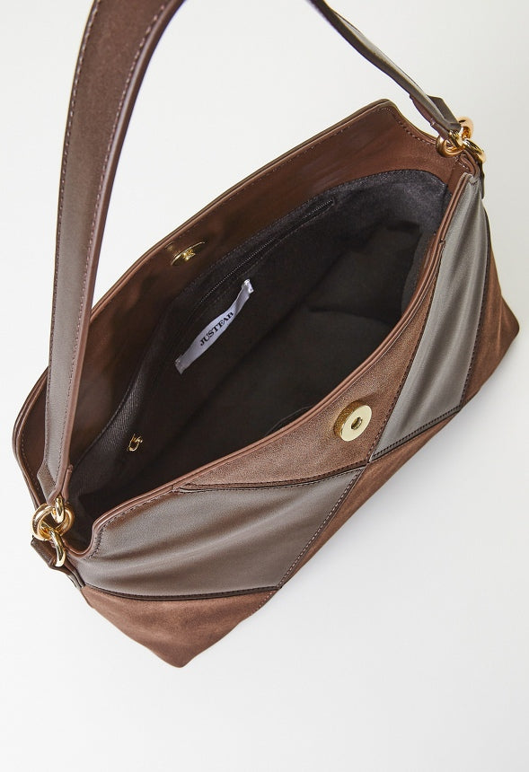 Patchwork Shoulder Bag Coffee/ Chocolate Lab