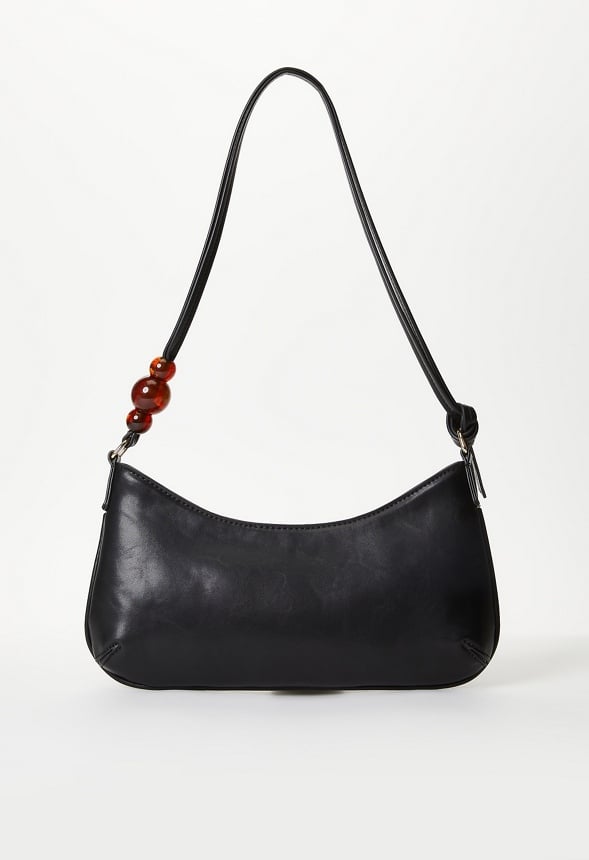 Sculptural Shoulder Bag With Beads Black