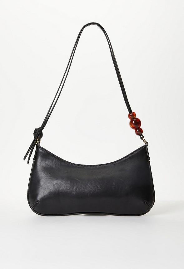Sculptural Shoulder Bag With Beads Black