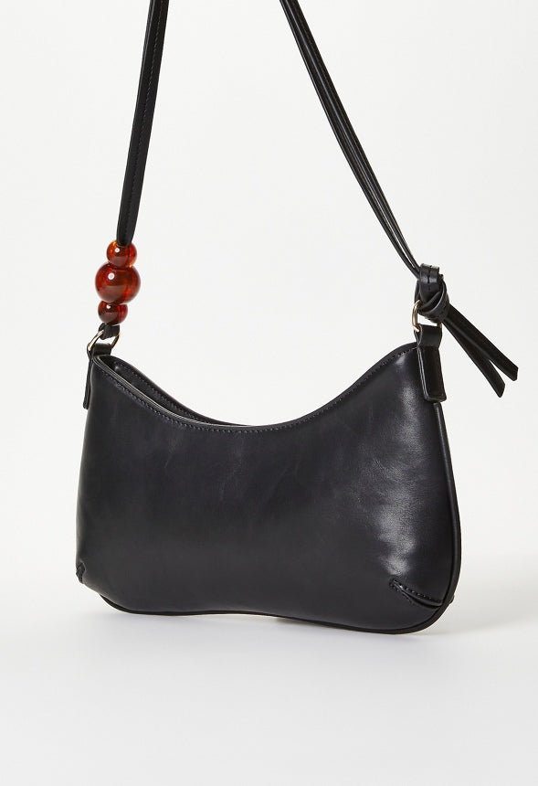 Sculptural Shoulder Bag With Beads Black