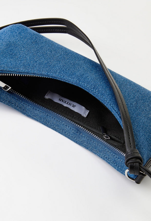 Sculptural Shoulder Bag With Beads Medium Denim/ Black