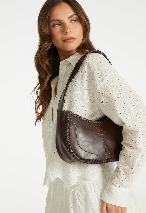 Whipstitch Shoulder Bag Cacao Brown