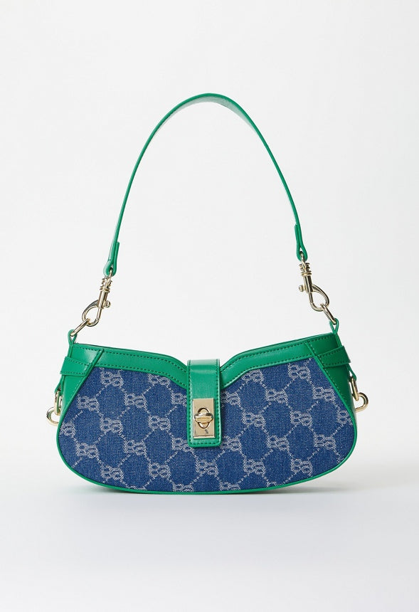 Jaquard Shoulder Bag Green/Denim